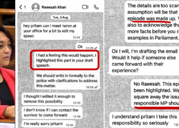 “I’m really sorry Pritam!” – Read Raeesah’s texts with Pritam after she lied in Parliament