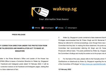 Wake Up Singapore has been POFMA-ed