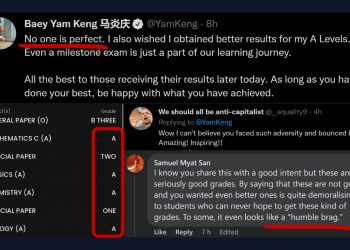 Baey Yam Keng called out for “humble-bragging” after wishing for better A Level Results