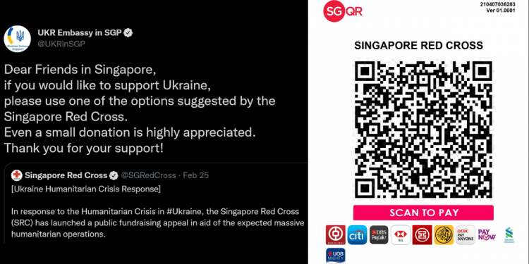 Ukranian Embassy in Singapore asks supporters to donate via Singapore Red Cross
