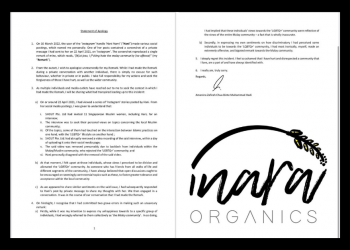 Nina Chua of Inara Organics unreservedly apologises for racist remarks