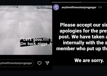 “I’m back n****” – Anytime Fitness Tanjong Pagar apologises for using n-word on Instagram
