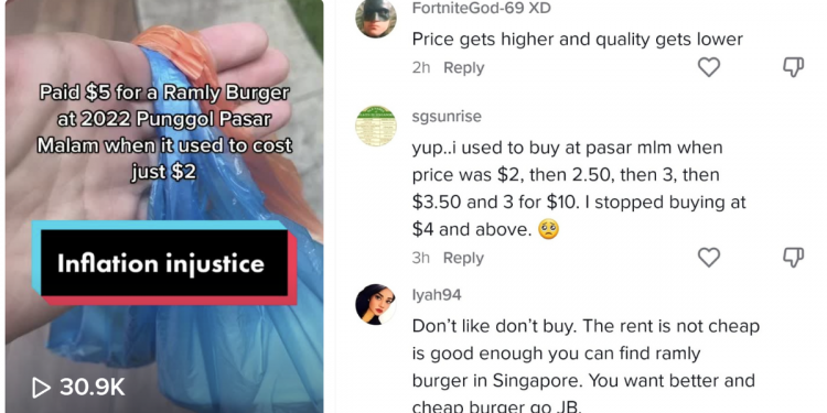 Man bemoans paying 5 dollars for a Ramly Burger from Punggol Pasar Malam