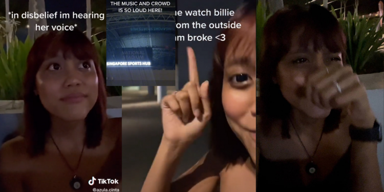 ‘So Smart!’ – Azula, 21, a Billie Eilish fan without tickets, enjoys concert & sings along from outside Singapore’s National Stadium