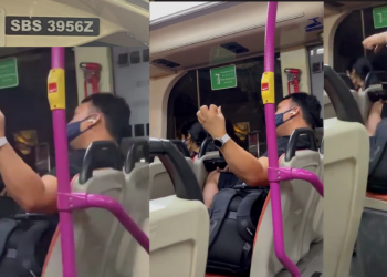 Commuters alert bus captain to man harassing an Indian woman by kicking her chair, spewing Hokkien vulgarities and making a fist