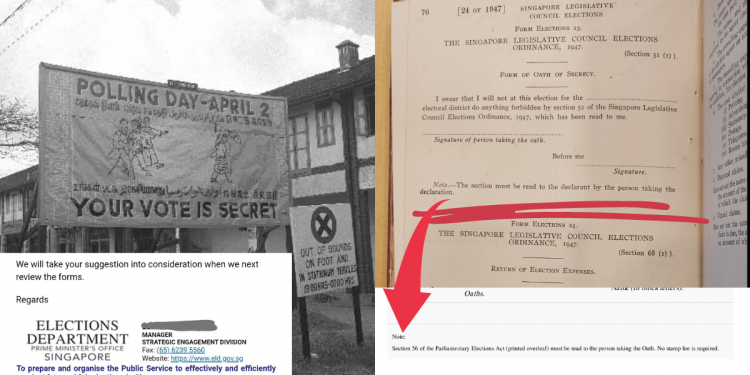 Lawyer suggests reforming a quirky relic found in oath of secrecy forms for Singaporean elections, ELD replies within the day