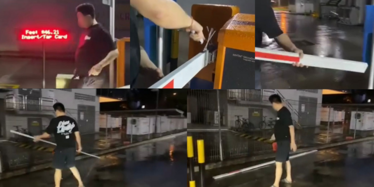 Driver Caught Vandalizing Boom Gate To Avoid Parking Fee