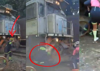 Cyclist Narrowly Escapes Tragedy While Trying to Take a Selfie With The Train