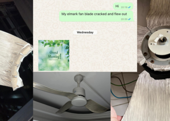 ‘Almost hit my head. You still want to charge me $$?’ – Elmark quotes man for replacement after fan blade falls off