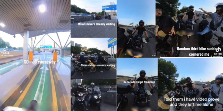 Motorcyclist Records Accident Scam Just After Johor Checkpoint