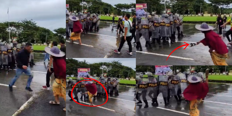 Indonesian Police Retreat from Feisty Lady in Hilarious Election Drill