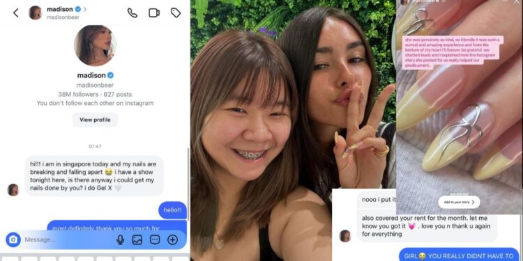 ‘Also covered your rent for the month’ – Madison Beer pays for Aljunied nail studio’s rent in Singapore after getting her nails done