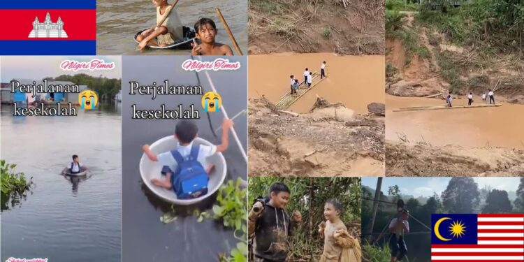 Cambodian Video of Child Floating to School Garners Attention of Malaysians