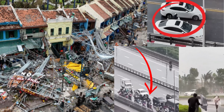 Typhoon Yagi Devastates Vietnam, Drivers Shield Motorists with Their Vehicles