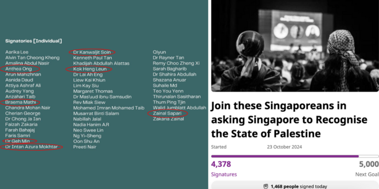 2 ex-PAP MPs, 5 ex-NMPs, and Academics call for Singapore to recognise the State of Palestine