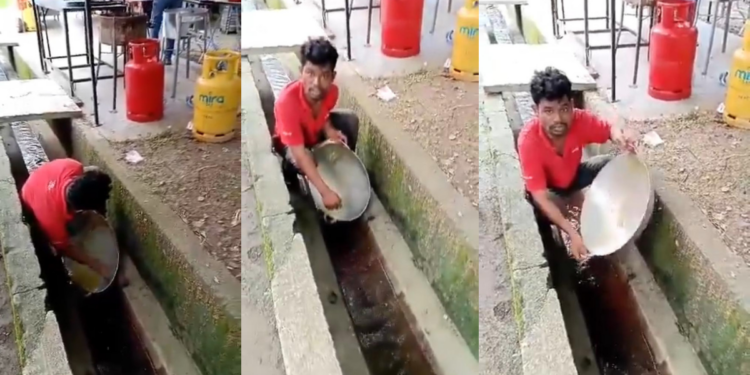 Prata Stall Worker in Malaysia Caught Washing Wok with Drain Water