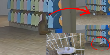 Weasel Caught on Camera Stealing Slippers at Kindergarten in Fukuoka, Japan