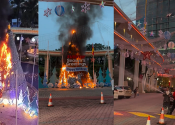 Christmas Tree Catches Fire at a Mall in Malaysia, Quick Action Prevents Disaster