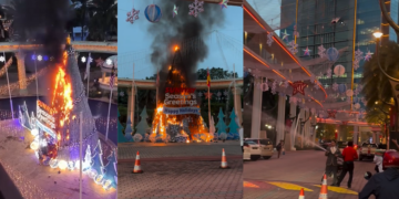 Christmas Tree Catches Fire at a Mall in Malaysia, Quick Action Prevents Disaster