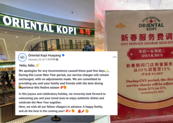 Oriental Kopi Apologizes After Backlash Over 5% Service Charge Increase During CNY