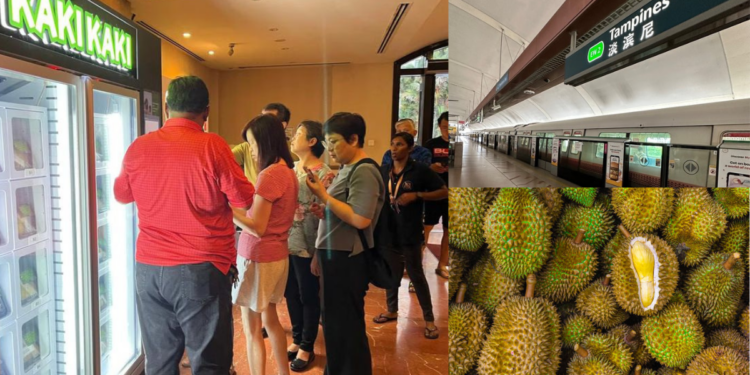 Tampines MRT Welcomes Durian Vending Machine for Fans of Mao Shan Wang