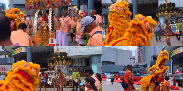 Blending Traditions: Chinese Lion Dance Joins Hindu Kavadi in Singapore’s Thaipusam Festivities!