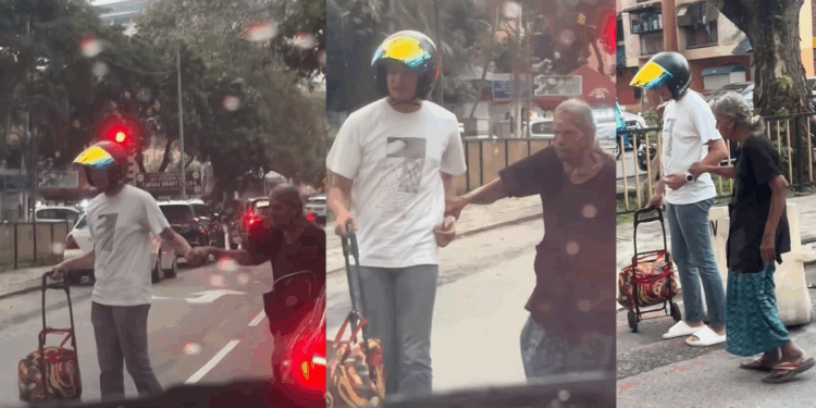 Young Man Helps Elderly Woman Cross Road and Carry Her Trolley, Winning Hearts Online