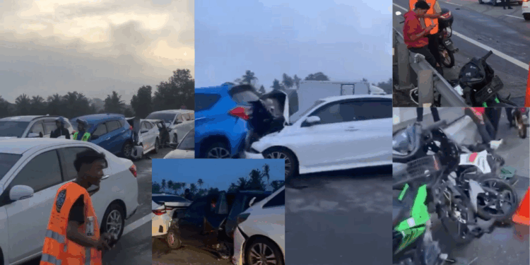 14-Vehicle Collide with Each Other in Penang After One Driver Brakes Suddenly, Causing Major Traffic Jam