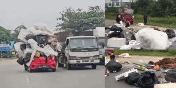 Overloaded Car Drops Items on Road, Police Locate Driver and Seize Vehicle
