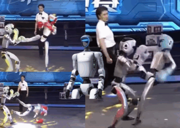China Debuts First Robot Kickboxing Tournament Featuring Remote-Controlled Humanoids