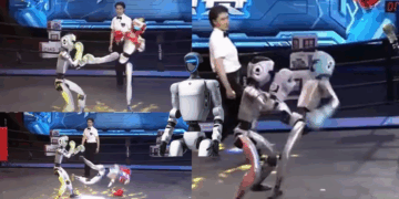 China Debuts First Robot Kickboxing Tournament Featuring Remote-Controlled Humanoids