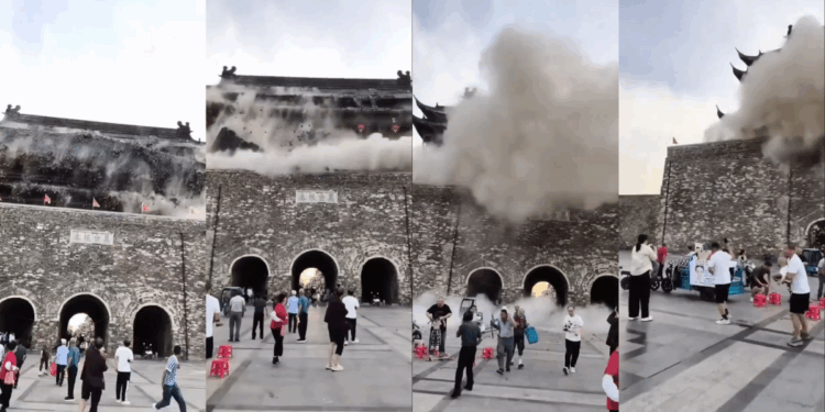 Historic Ming Dynasty Tower Roof Tiles Collapse Less Than a Year After Renovation