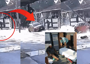 Elderly Man in Johor Thrown Several Metres Away After Being Hit by a Car While Sweeping Outside His Home