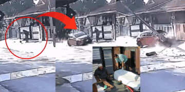 Elderly Man in Johor Thrown Several Metres Away After Being Hit by a Car While Sweeping Outside His Home
