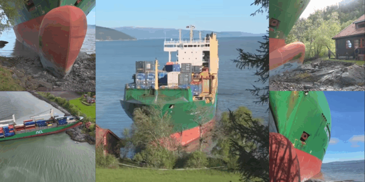 Norwegian Man Finds Cargo Ship at His Door