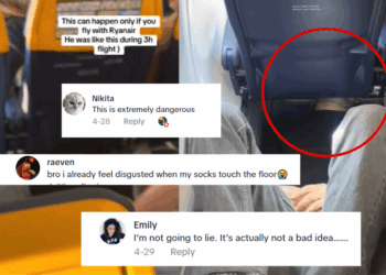 Passenger Sleeps on Ryanair Flight Floor With Legs on Seat, Sparks Online Debate