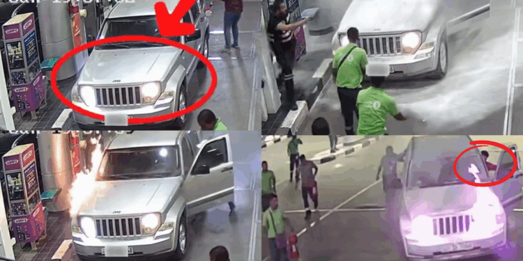 Quick-Thinking Workers Stop Engine Fire from Engulfing Kuwait Petrol Station