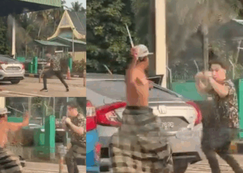 Two Men Seen Squaring Off at Toll Booth, One Now Wanted by Police