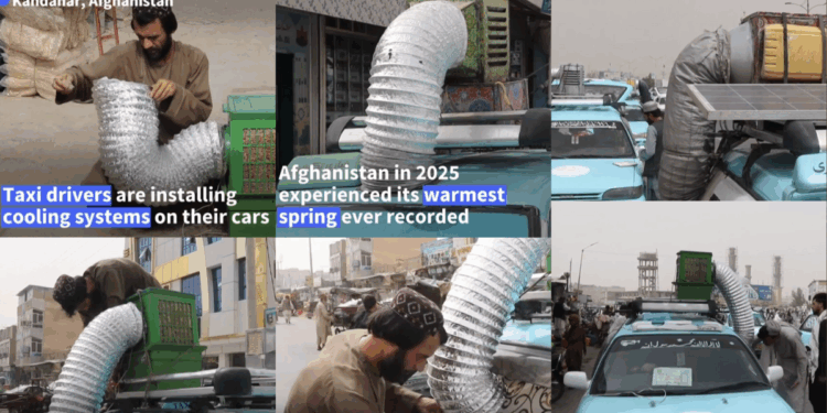 Afghan Taxi Drivers Mount DIY Coolers ‘To Kill Heat’