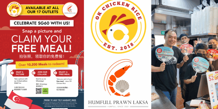 Celebrate SG60 with OK Chicken Rice & Humfull Prawn Laksa – 10,000 Free Meals to Celebrate Together!