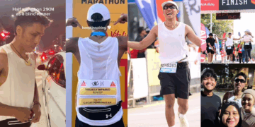 Visually Impaired Man Completes 21KM Half Marathon Hand-in-Hand With Best Friends