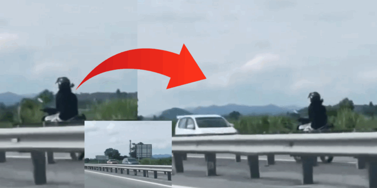 Woman Seen Riding Motorcycle Against Traffic on the North-South Expressway