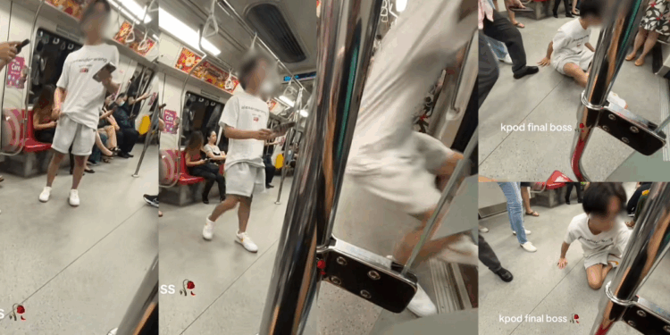 Another Kpod Zombie? – Man Stumbles and Falls Backward on MRT