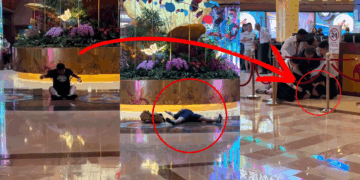 Unclear Incident: Man Screams, Falls on Ground in Front of Casino Before Security Steps In