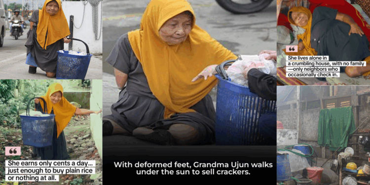Forgotten but Hopeful: Grandma Ujun Walks in Pain to Sell Crackers Daily