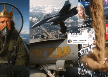 Trump Shares AI Video of Himself ‘Bombing’ Protesters With Brown Liquid From “King Trump” Jet