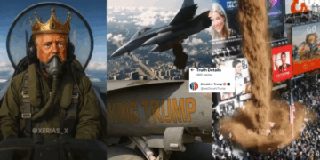 Trump Shares AI Video of Himself ‘Bombing’ Protesters With Brown Liquid From “King Trump” Jet