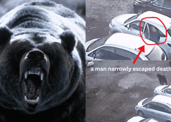 Man Escapes Certain Death as Giant Brown Bear Attacks Him by Car