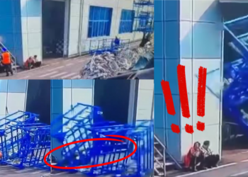Forklift Accident Sends Heavy Metal Cages Crashing Down Onto Workers