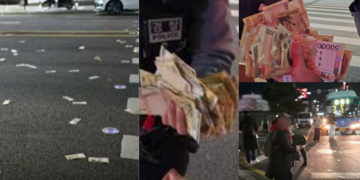 Thousands of Banknotes Scatter Across Seoul Street, Causing Brief Traffic Halt